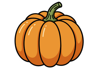 A vibrant autumn pumpkin illustration. Bold orange color, detailed ridges, and a simple, appealing design. Perfect for seasonal themes and graphic projects.