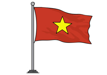 vibrant Vietnamese flag with a red background and a golden star waves proudly Clean simple design suitable for various commercial uses Focus on national identity and symbolism