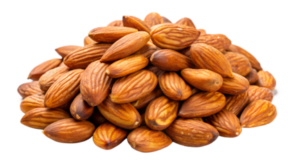 Pile of almonds isolated on transparent background, a nutritious snack and versatile ingredient, perfect for healthy eating and vegan diets