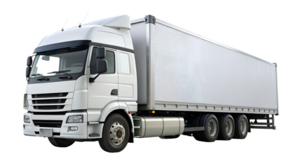 A sleek white delivery truck, isolated on transparent background, symbolizing efficient cargo transport and reliable logistic solutions