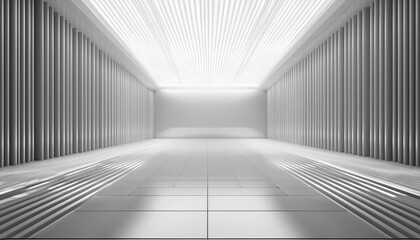 Obraz premium white background 3d room light abstract space technology tunnel stage floor empty white future 3d neon background studio futuristic corridor render modern interior silver road black wall design gray