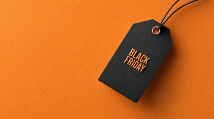 a black friday tag hanging on an orange wall