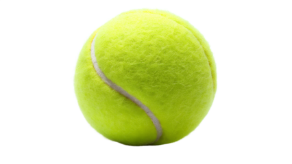 A vibrant yellowgreen tennis ball, perfect for a game or practice session, isolated on transparent background essential equipment for tennis enthusiasts