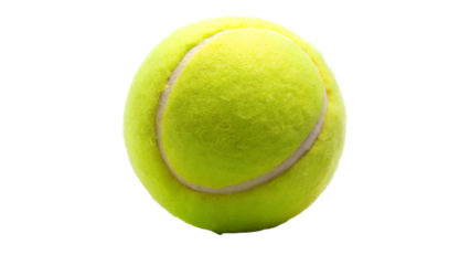 A vibrant yellowgreen tennis ball, perfect for a game or practice session, isolated on transparent background essential equipment for tennis enthusiasts