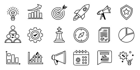 Set of business strategy icon vectors 