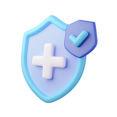 Fototapeta premium 3d shield with a cross. Protection of health from diseases. illustration of 3d rendering.