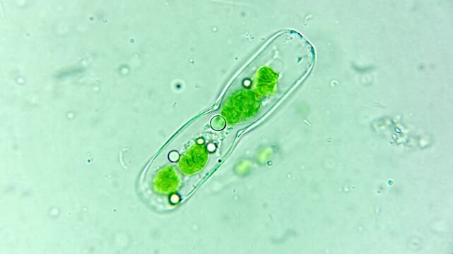 Diatom under optical microscope at 400x magnification