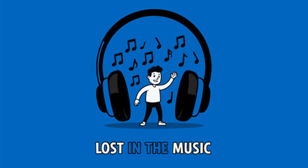 Headphones with Musical Notes Illustration