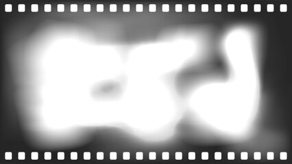 Retro film strip frame with blurred bright light leak and overexposed effect. Vintage cinema film filter for design and background. Vector illustration