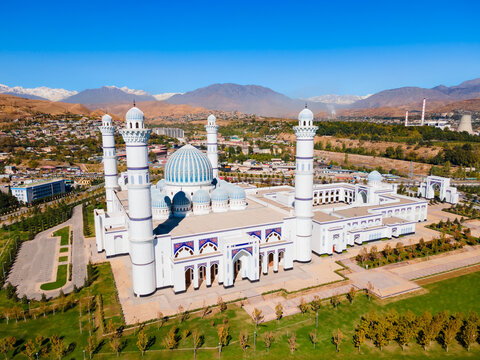 Central Cathedral Mosque of Dushanbe city aerial view