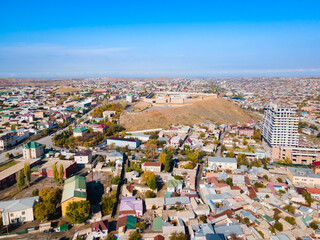 Fototapeta premium Kalai Mug Tepe Fort aerial panoramic view, Tajikistan