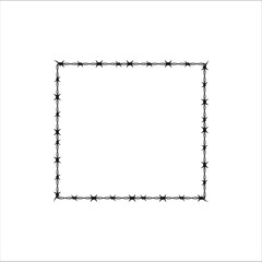 A square frame made of barbed wire represents security, restriction, and a clear boundary.