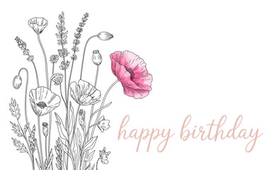 Elegant birthday greeting card with delicate floral accents
