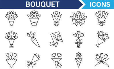 Collection of Floral and Bouquet Icons for Digital Media