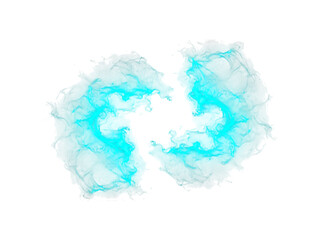 Abstract blue smoke on white isolated on transparent background