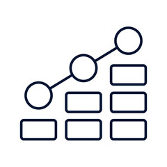 Line icon of a data graph showing an upward trend and progress