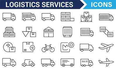Logistics and Supply Chain Icons for Packaging and Delivery