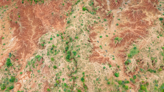 Aerial view of Tatacoa Desert&rsquo;s unique geological formations