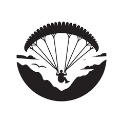 paraglider in sky vector silhouette clip art logo design illustration