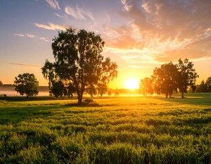 Sunrise over a meadow
