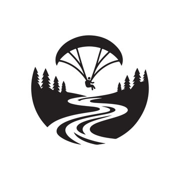 paraglider in sky vector silhouette clip art logo design illustration