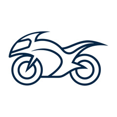 Single Line Racing Motorbike Logo White Background Vector