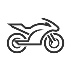 Clean Monoline Logo of a Modern Sports Motorbike White Background Vector Illustration