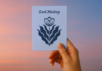 A Hand Holding a Blank Card Mockup