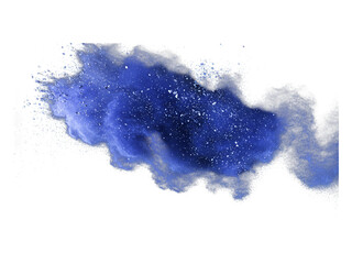 Blue powder explosion on transparent background