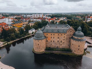 Aerial Views of Orebro Castle in Orebro, Sweden