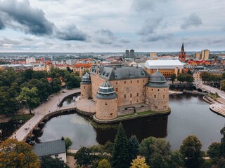 Aerial Views of Orebro Castle in Orebro, Sweden