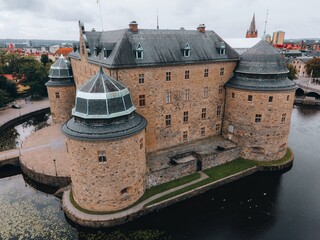 Aerial Views of Orebro Castle in Orebro, Sweden