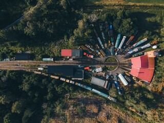 Aerial view of Train station in Faringe, Sweden