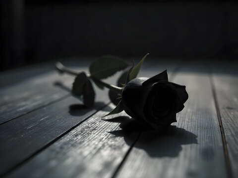 Black Rose Symbolizing Sorrow and Quiet Mourning