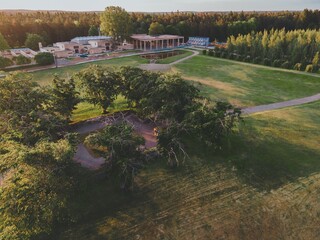 Aerial views of Skogkyrkogarden in Stockholm, Sweden