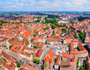 Obraz premium Nuremberg old town aerial panoramic view