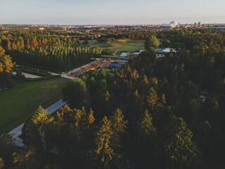 Aerial views of Skogkyrkogarden in Stockholm, Sweden