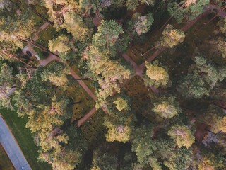 Aerial views of Skogkyrkogarden in Stockholm, Sweden