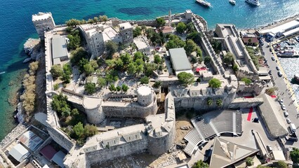 Aerial view of Bodrum castle, in Aegan Turkey