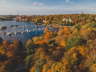 Aerial Views of Djurgarden in Stockholm, Sweden