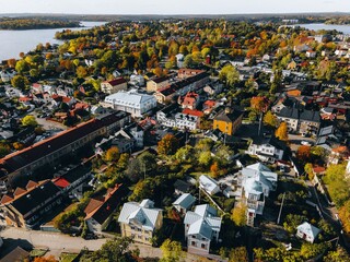 Aerial views of Vaxholm, Sweden