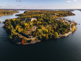 Aerial views of Vaxholm, Sweden