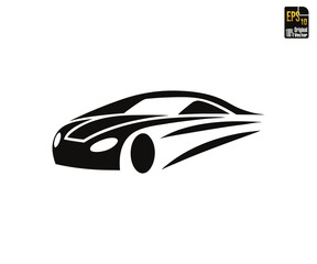 Stylish abstract car silhouette logo design in premium black EPS 10