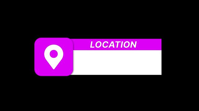 Location Lower Third Animation with Pin Icon on black background
