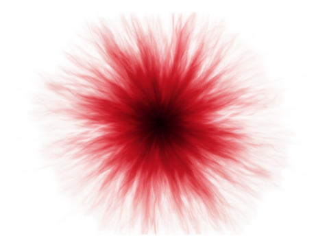 Red fractal bloom isolated on transparent background