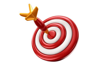 3D Red Target with Arrow – Goal, Vision, and Success Icon on Transparent Background