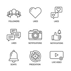 Social Media Icons Set with Descriptions.