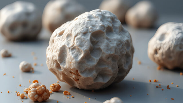 Microscopic image of large struvite kidney stones, known for their rapid growth and associated with chronic urinary tract infections. 