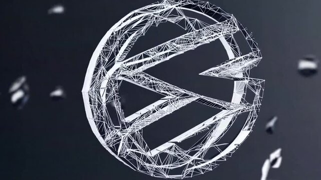 abstract wireframe sculpture formed by geometric mesh