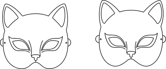 Cat mask template, printable cat masks, DIY cat costume, animal mask coloring page, kids party craft, Halloween cat mask